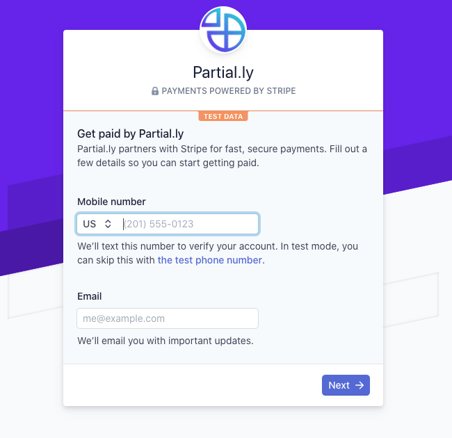 setting up stripe account